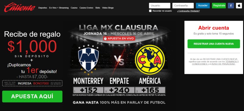 Caliente casino bono México